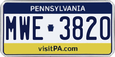 PA license plate MWE3820