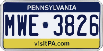 PA license plate MWE3826