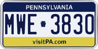 PA license plate MWE3830