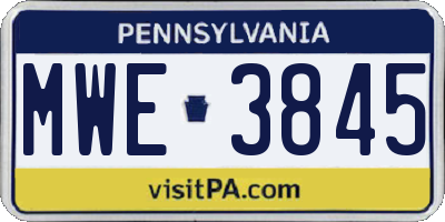 PA license plate MWE3845