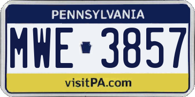 PA license plate MWE3857