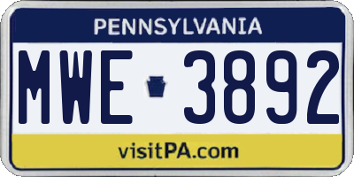PA license plate MWE3892