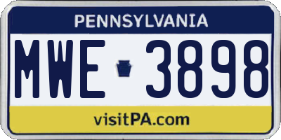 PA license plate MWE3898
