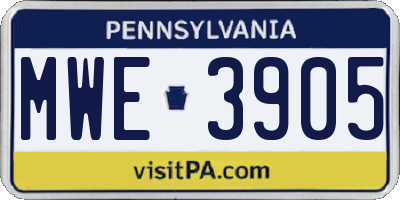 PA license plate MWE3905