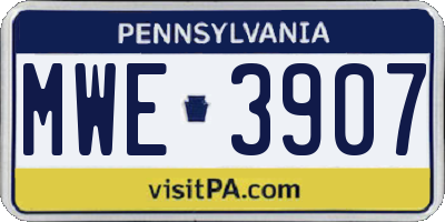 PA license plate MWE3907