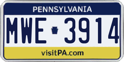 PA license plate MWE3914