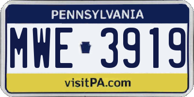 PA license plate MWE3919