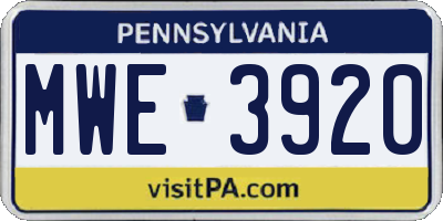 PA license plate MWE3920