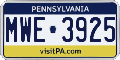 PA license plate MWE3925