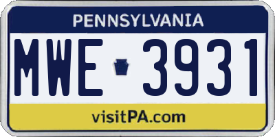 PA license plate MWE3931
