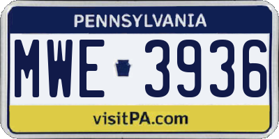 PA license plate MWE3936