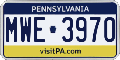 PA license plate MWE3970