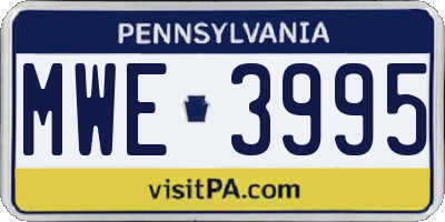 PA license plate MWE3995