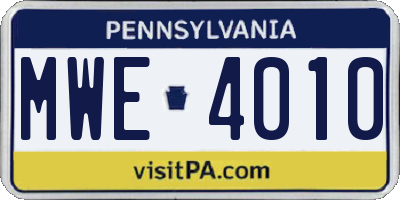 PA license plate MWE4010
