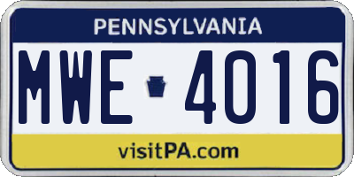PA license plate MWE4016