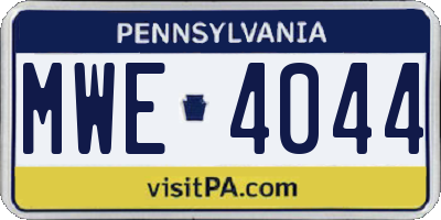 PA license plate MWE4044