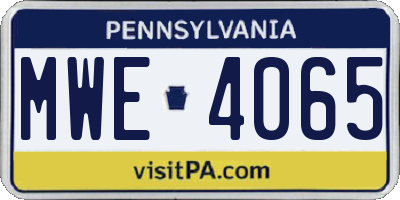 PA license plate MWE4065