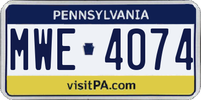 PA license plate MWE4074