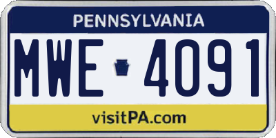 PA license plate MWE4091