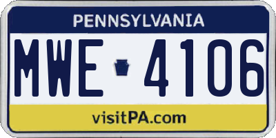 PA license plate MWE4106