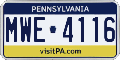 PA license plate MWE4116