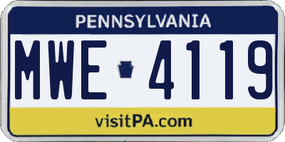 PA license plate MWE4119