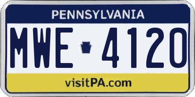 PA license plate MWE4120