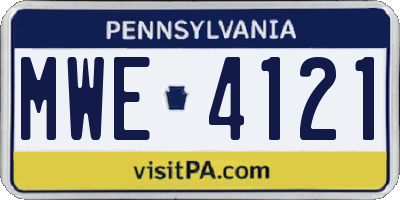 PA license plate MWE4121