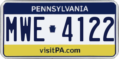 PA license plate MWE4122
