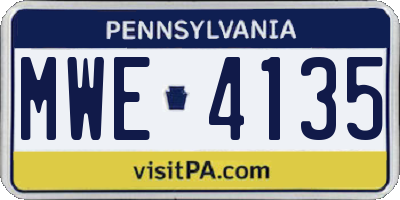 PA license plate MWE4135
