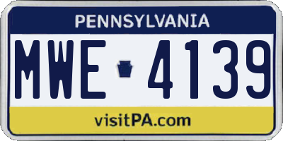 PA license plate MWE4139