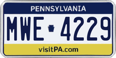 PA license plate MWE4229