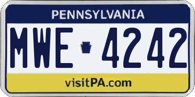 PA license plate MWE4242