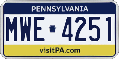 PA license plate MWE4251