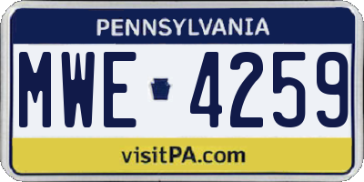 PA license plate MWE4259