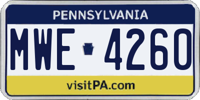 PA license plate MWE4260