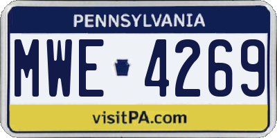 PA license plate MWE4269