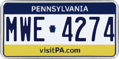 PA license plate MWE4274
