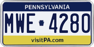 PA license plate MWE4280