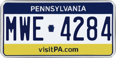 PA license plate MWE4284