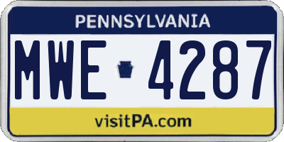 PA license plate MWE4287