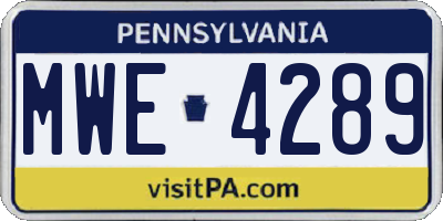 PA license plate MWE4289