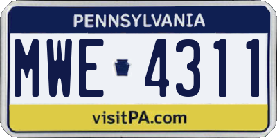 PA license plate MWE4311