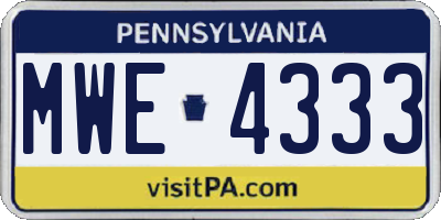 PA license plate MWE4333