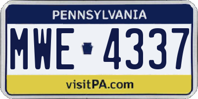 PA license plate MWE4337