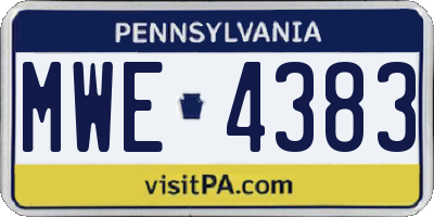 PA license plate MWE4383