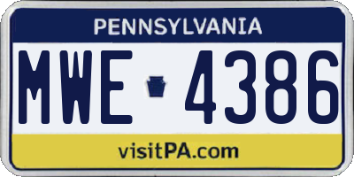 PA license plate MWE4386