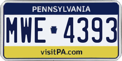 PA license plate MWE4393