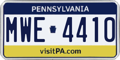 PA license plate MWE4410