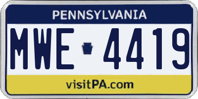 PA license plate MWE4419